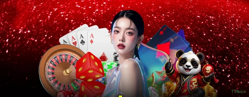 Imagem promocional do cassino online da 779win mostrando jogos ao vivo